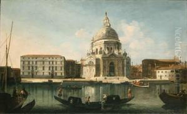 The Grand Canal And Santa Maria Della Salute, Venice Oil Painting by Francesco Albotto