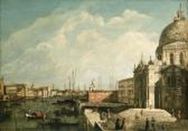 Santa Maria Della Salute, 
Venice, With The Entrance To The Grandcanal And The Bacino Beyond Oil Painting by Francesco Albotto