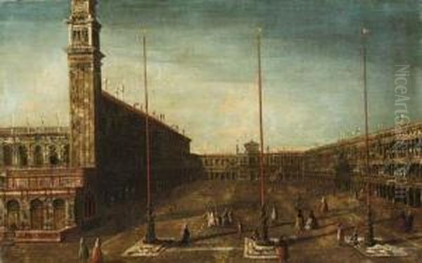 The Piazza San Marco, Venice, Looking West Towards Sangeminiano Oil Painting by Francesco Albotto