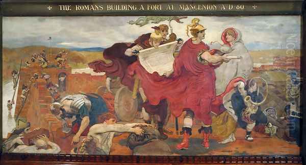 The Romans Building a Fort at Mancenion Oil Painting by Ford Madox Brown