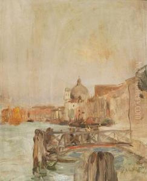 Veduta Della Basilica Di Santa Maria Della Salute, Venezia Oil Painting by Ambrogio Antonio Alciati