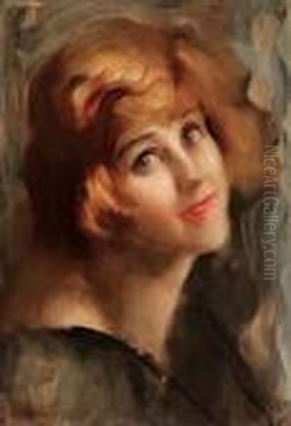 Volto Di Donna - 1927 Oil Painting by Ambrogio Antonio Alciati