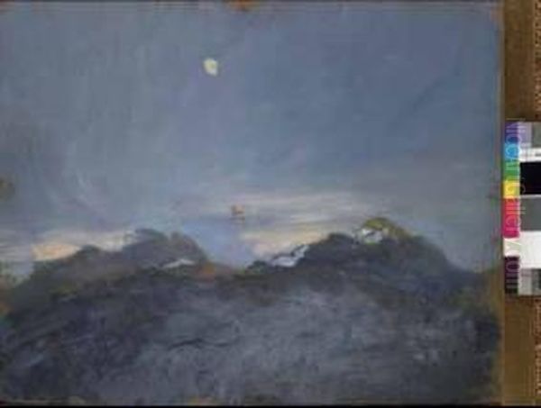 Paesaggio Montano Con Effetto Di Luna Oil Painting by Ambrogio Antonio Alciati