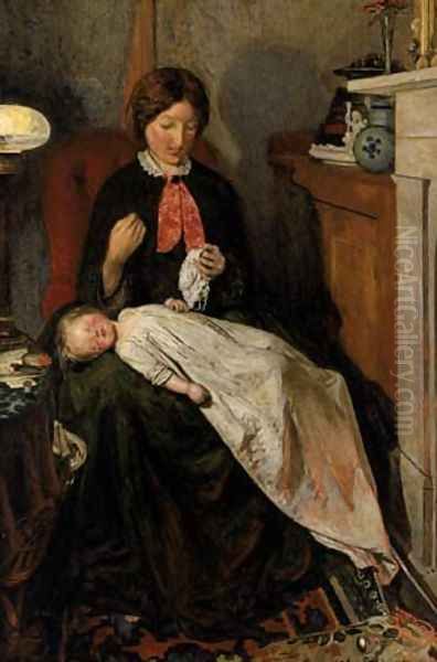 Waiting, an english fireside of 1854-5 Oil Painting by Ford Madox Brown