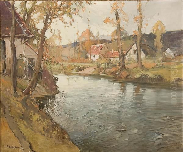 Along The River Argues Oil Painting by George Ames Aldrich