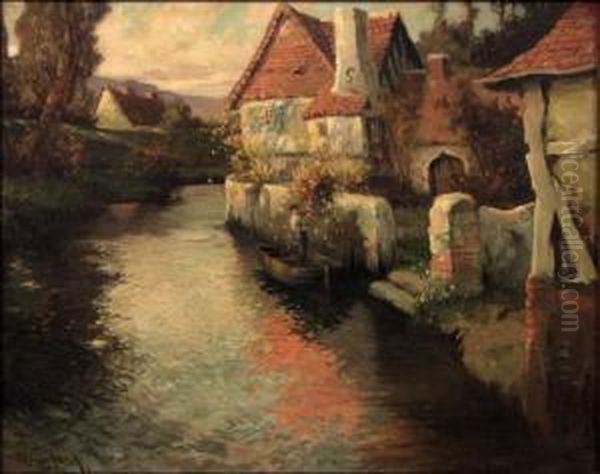 Along The River Argues - Normandy Oil Painting by George Ames Aldrich