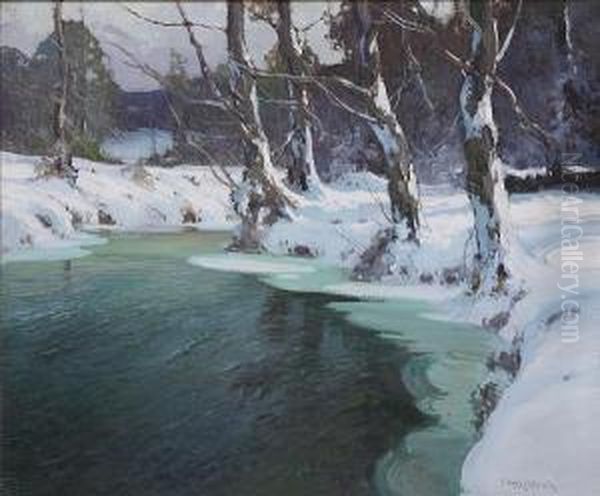 Winter Stream Oil Painting by George Ames Aldrich