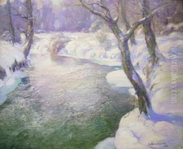 Winter Scene Oil Painting by George Ames Aldrich