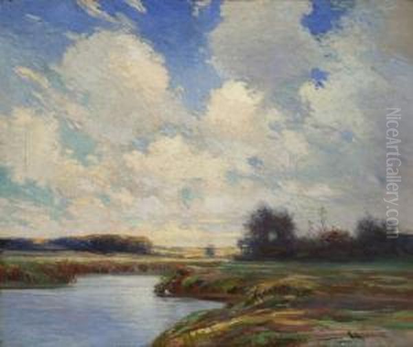 A Mid Summer Day Oil Painting by George Ames Aldrich