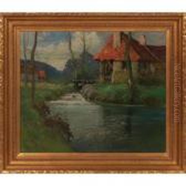 Stream In Normandy Oil Painting by George Ames Aldrich