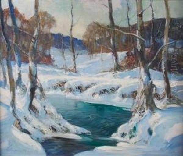 Winter Stream Oil Painting by George Ames Aldrich