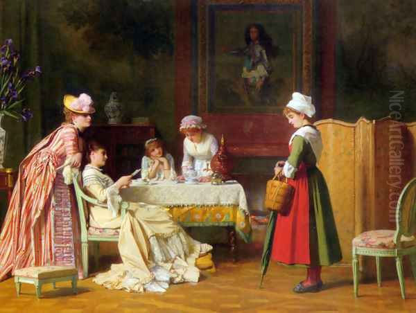 A Letter of Recommendation Oil Painting by Charles Baugniet