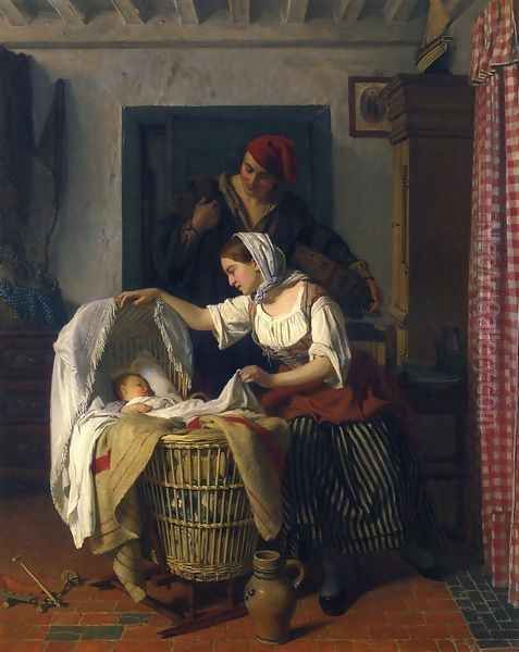 A Peaceful Moment Oil Painting by Charles Baugniet