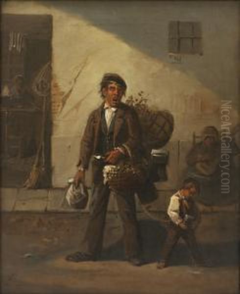 Vendedor Ambulante Oil Painting by Leonardo Alenza Y Nieto