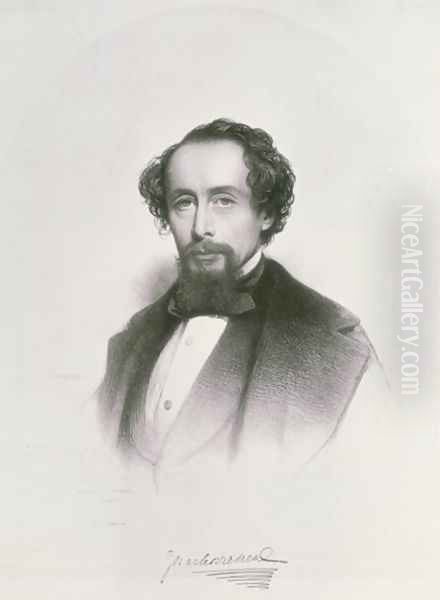 Portrait of Charles Dickens Oil Painting by Charles Baugniet