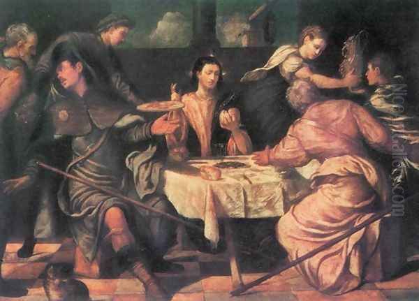 Supper At Emmaus Oil Painting by Jacopo Bassano (Jacopo da Ponte)