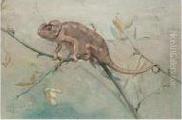 Chameleon Oil Painting by Edwin John Alexander