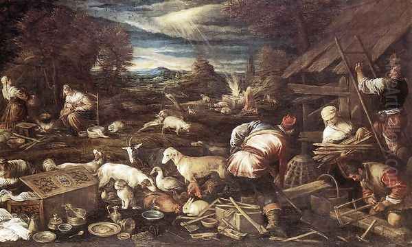 Noah's Sacrifice (Sacrificio di Noe) Oil Painting by Jacopo Bassano (Jacopo da Ponte)