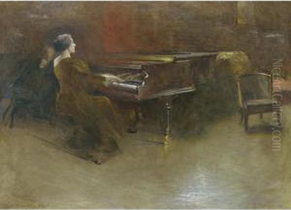 At The Piano (helen Hopekirk Wison, 1894) Oil Painting by John White Alexander