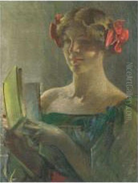 Girl Reading Oil Painting by John White Alexander