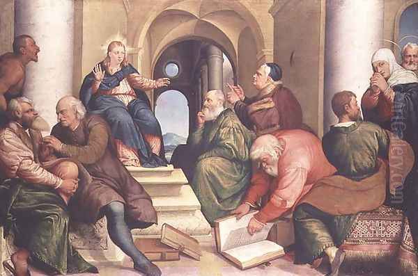 Christ among the Doctors Oil Painting by Jacopo Bassano (Jacopo da Ponte)