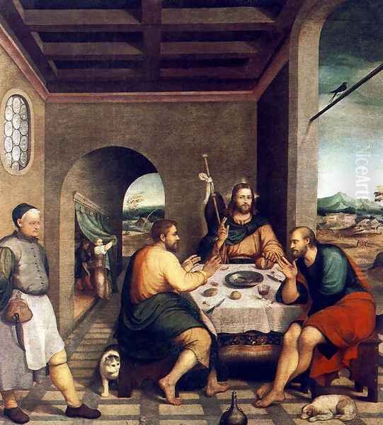 Supper at Emmaus c. 1538 Oil Painting by Jacopo Bassano (Jacopo da Ponte)