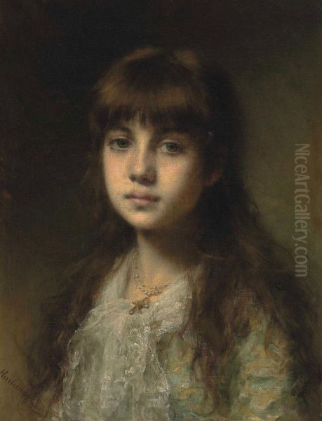 The Young Model Oil Painting by Alexei Alexeivich Harlamoff