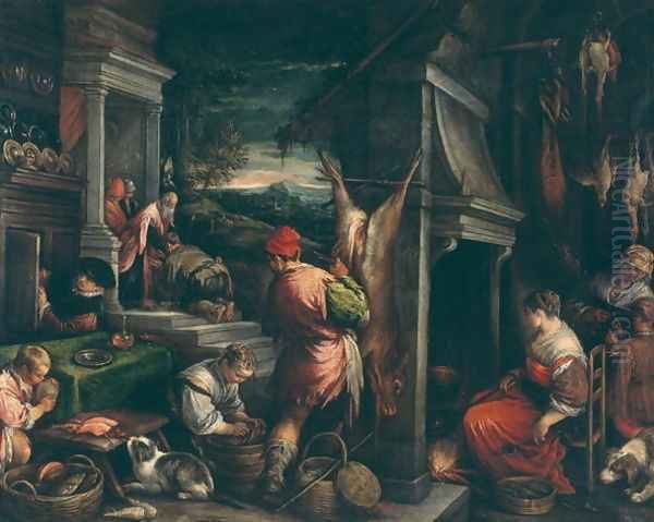 The Return of the Prodigal Son Oil Painting by Jacopo Bassano (Jacopo da Ponte)