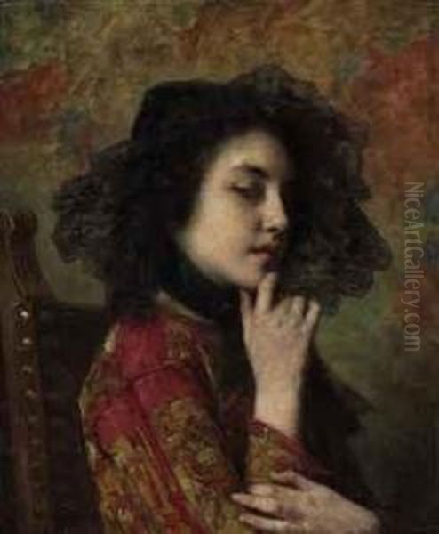 Portrait Of A Georgian Princess Oil Painting by Alexei Alexeivich Harlamoff