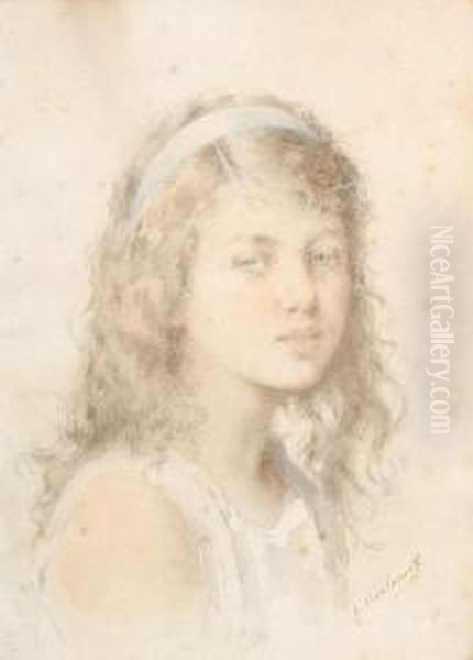 The Artist's Daughter Oil Painting by Alexei Alexeivich Harlamoff