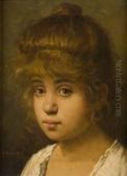 Portrait D'une Enfant. Oil Painting by Alexei Alexeivich Harlamoff