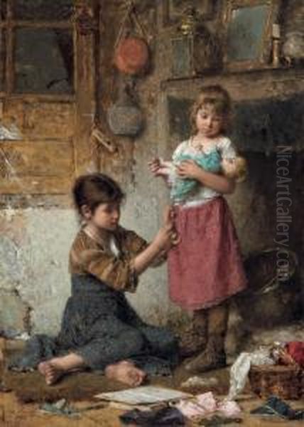 The Little Mother Oil Painting by Alexei Alexeivich Harlamoff