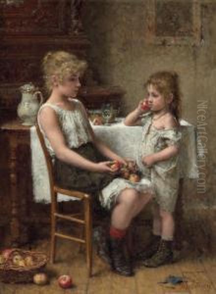 Choosing Apples Oil Painting by Alexei Alexeivich Harlamoff