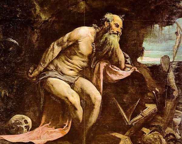 St. Jerome 1556 Oil Painting by Jacopo Bassano (Jacopo da Ponte)