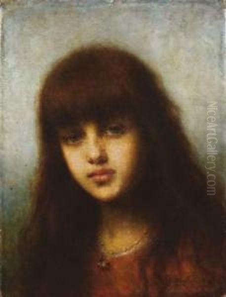 Jeune Fille Pensive Oil Painting by Alexei Alexeivich Harlamoff