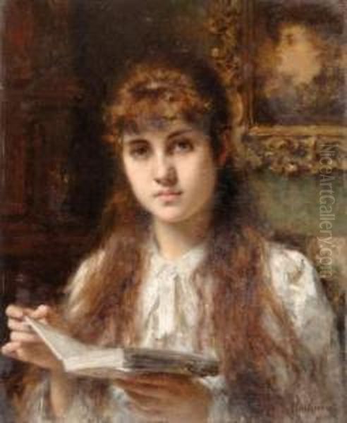 La Lecture Oil Painting by Alexei Alexeivich Harlamoff