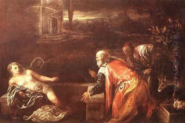 Susanna and the Elders 1571 Oil Painting by Jacopo Bassano (Jacopo da Ponte)