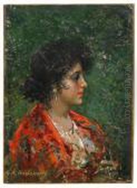 Portrait Of A Lady Oil Painting by Alexei Alexeivich Harlamoff