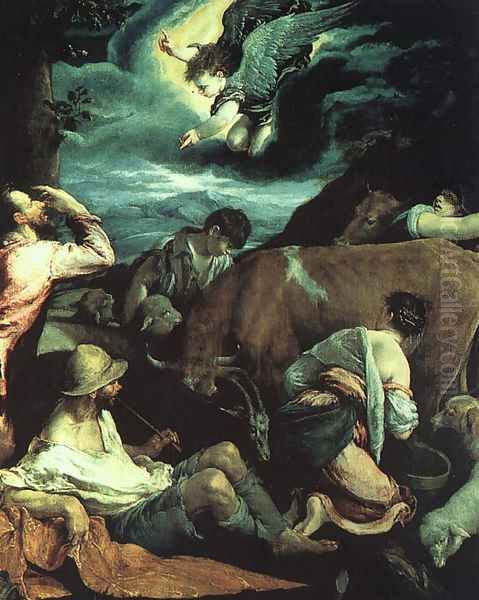 The Annunciation to the Shepherds 1533 Oil Painting by Jacopo Bassano (Jacopo da Ponte)