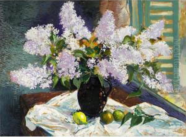 Still Life With Flowers And Lemons by Alexei Konstantinovich Korovin