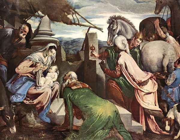 The Three Magi c. 1562 Oil Painting by Jacopo Bassano (Jacopo da Ponte)