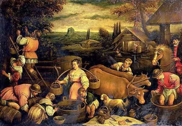 The Four Seasons- Autumn Oil Painting by Jacopo Bassano (Jacopo da Ponte)