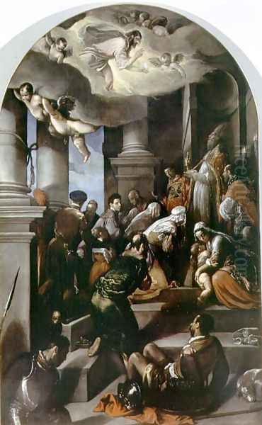 St. Eleutherius Blesses the Devout Oil Painting by Jacopo Bassano (Jacopo da Ponte)