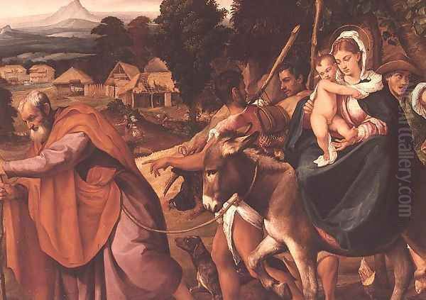 The Flight into Egypt (2) Oil Painting by Jacopo Bassano (Jacopo da Ponte)