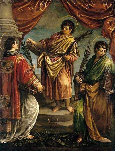 Three Martyr Saints 1578 Oil Painting by Jacopo Bassano (Jacopo da Ponte)