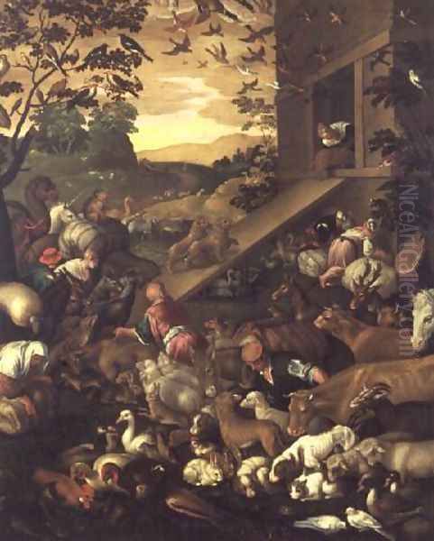 The Entrance of the Animals into the Ark Oil Painting by Jacopo Bassano (Jacopo da Ponte)