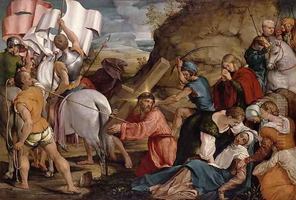 The Journey to Calvary c.1540 Oil Painting by Jacopo Bassano (Jacopo da Ponte)