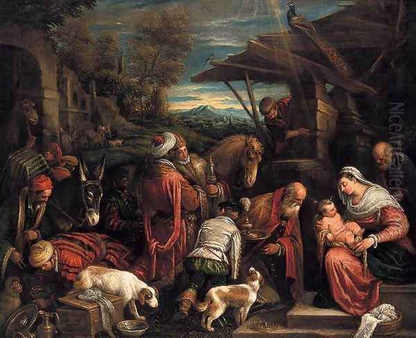 Adoration of the Magi Oil Painting by Jacopo Bassano (Jacopo da Ponte)