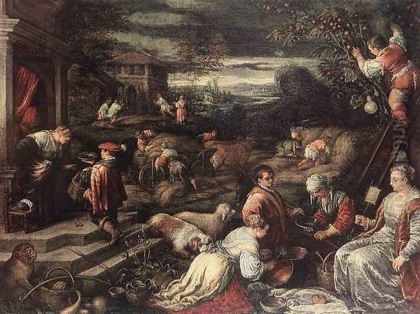 Summer Oil Painting by Jacopo Bassano (Jacopo da Ponte)