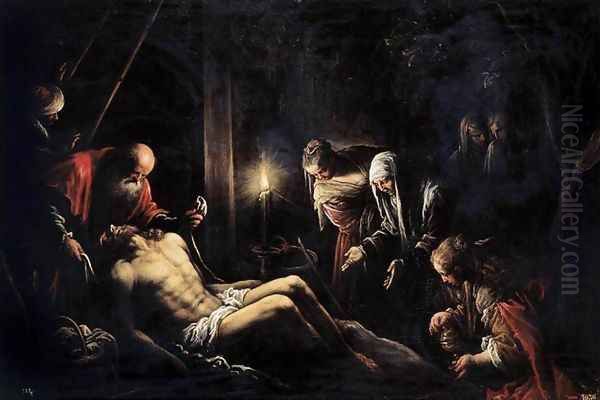 Lamentation over the Dead Christ Oil Painting by Jacopo Bassano (Jacopo da Ponte)